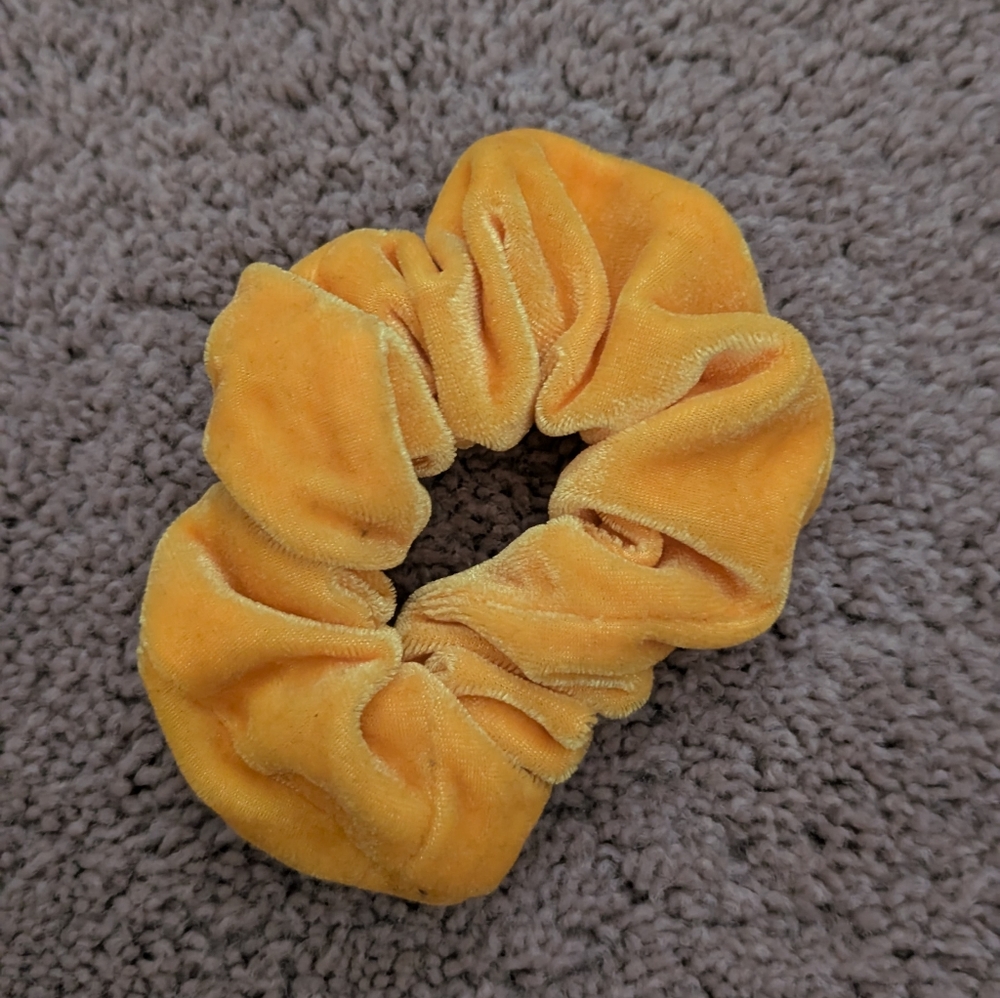 Yellow Velvet Scrunchie - Picture 3 of 3
